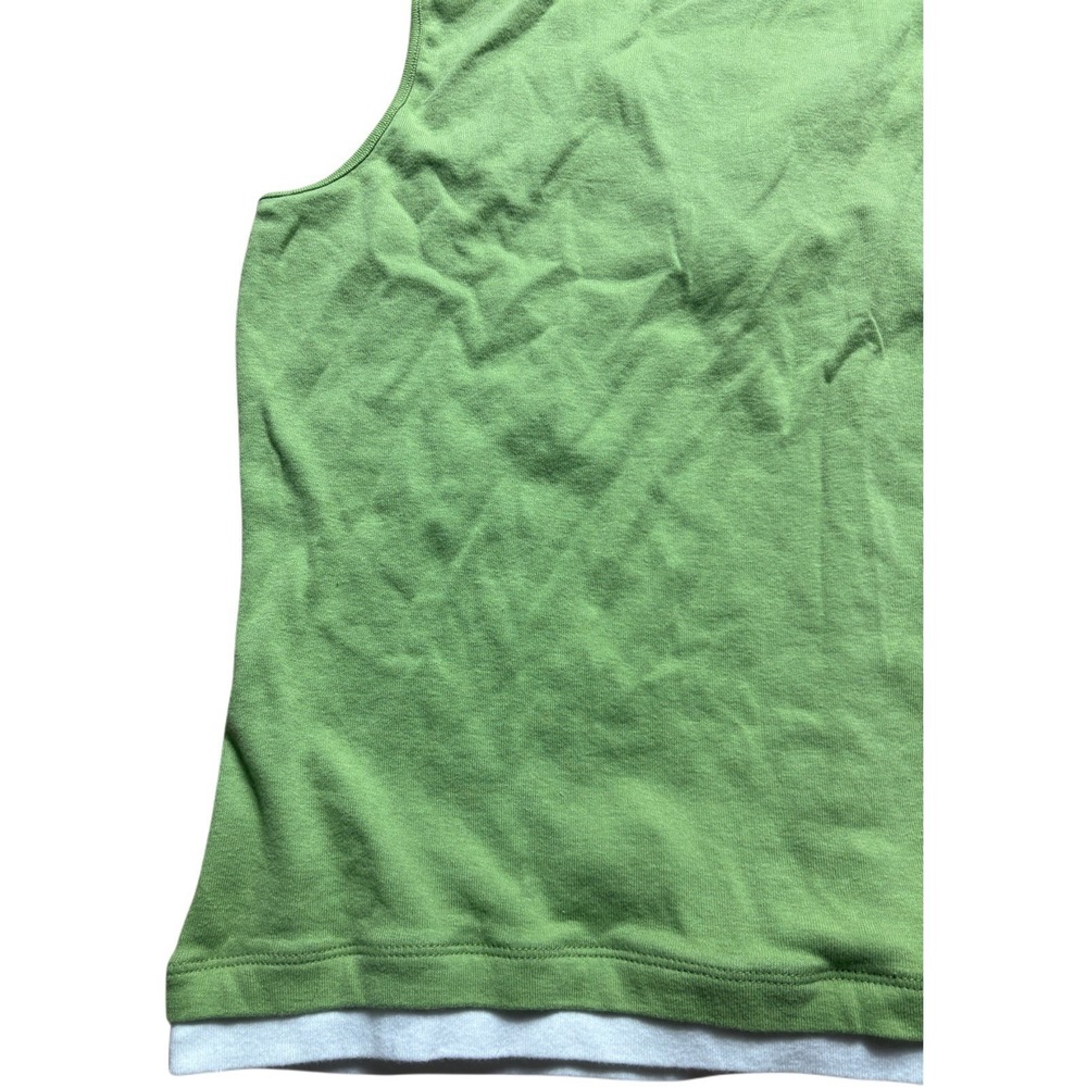Women's By Design Green Sleeveless Layered V-Neck Tank Top Button Detail XL Y2K - Picture 11 of 11